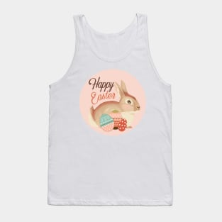 soft pink easter bunny with easter eggs in a vintage design. Tank Top